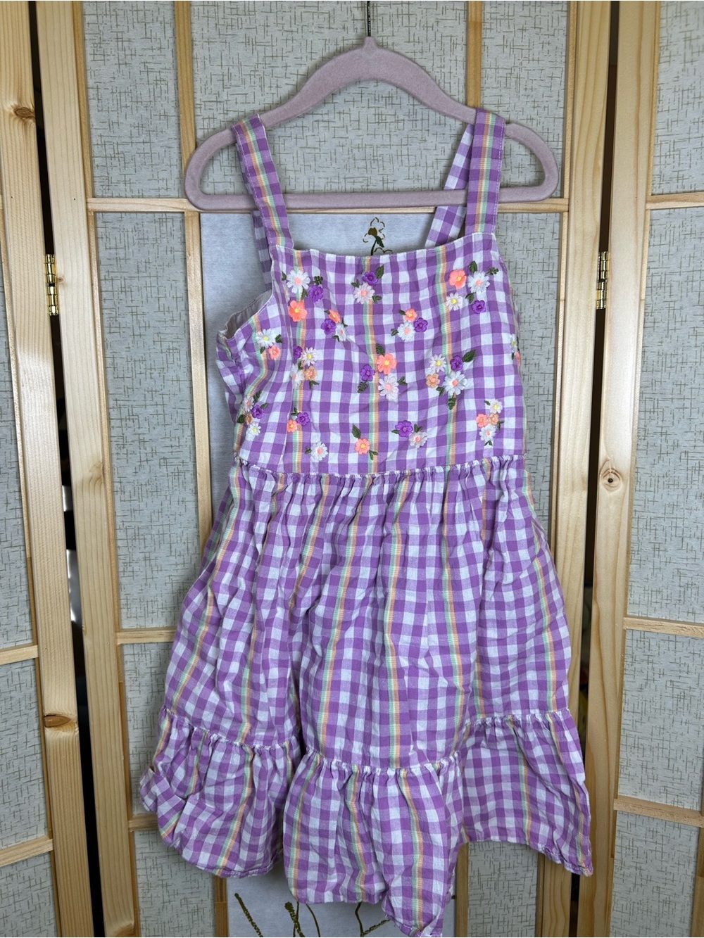 Cat & Jack Purple Gingham Dress with Embroidery